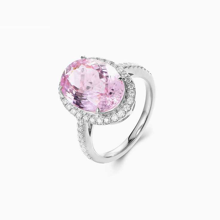 Pink Kunzite and diamond ring
