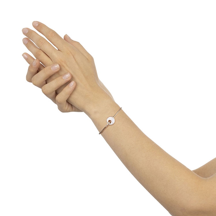 Rigid White Gemstone And Diamond Bracelet