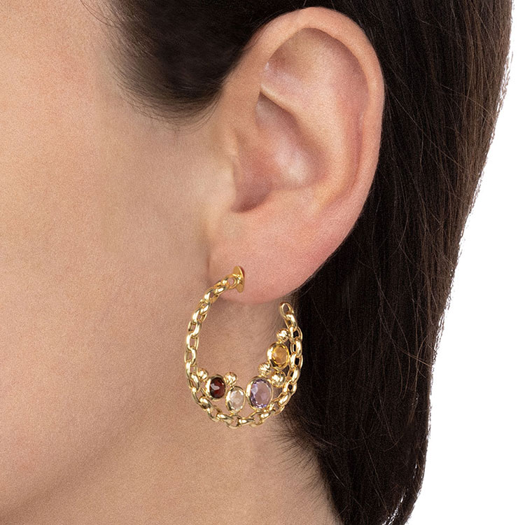 Circle Multicolour Gemstone Earring