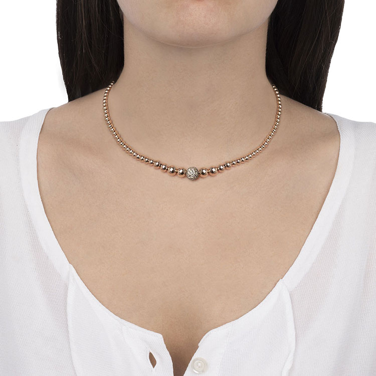 Rose Gold And Diamond Sphered Necklace