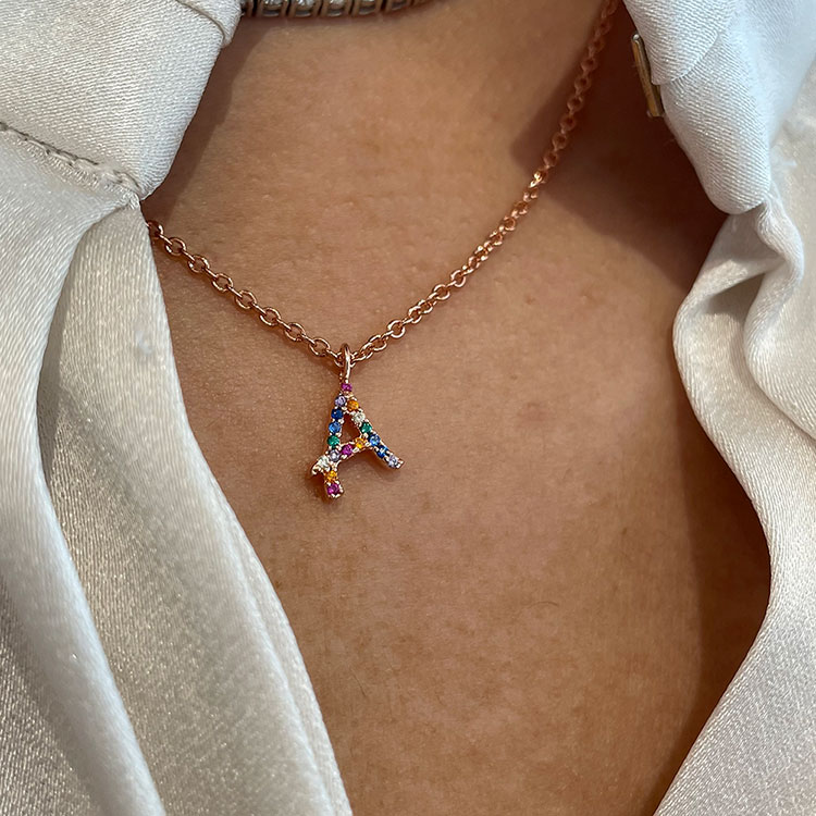 Rainbow Iniitial Necklace