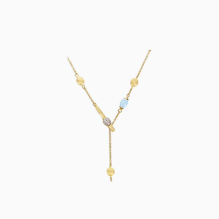 Milky Aquamarine Lariat Necklace